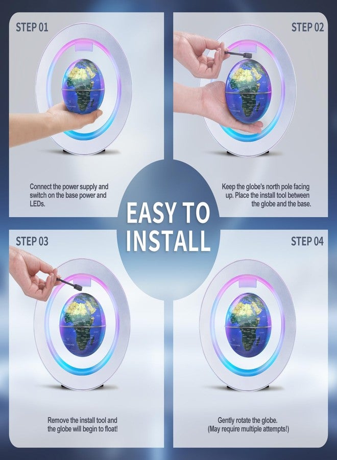 Poojaed Floating Globe O Frame, Magnetic Levitating Technolog, Cool Gadgets for Men, 4In World Globe for Education Office Home Desk Decor, Cool Tech Gifts for Holiday Parties Birthday - Image 3